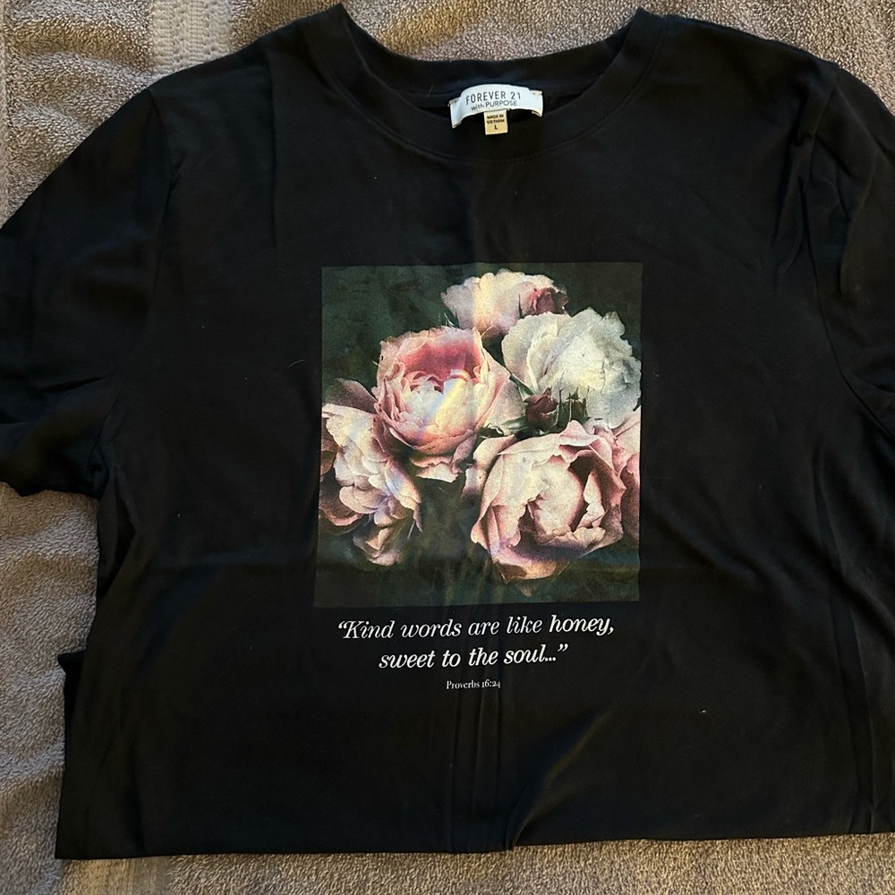 Forever 21 Black Floral Graphic Tee
